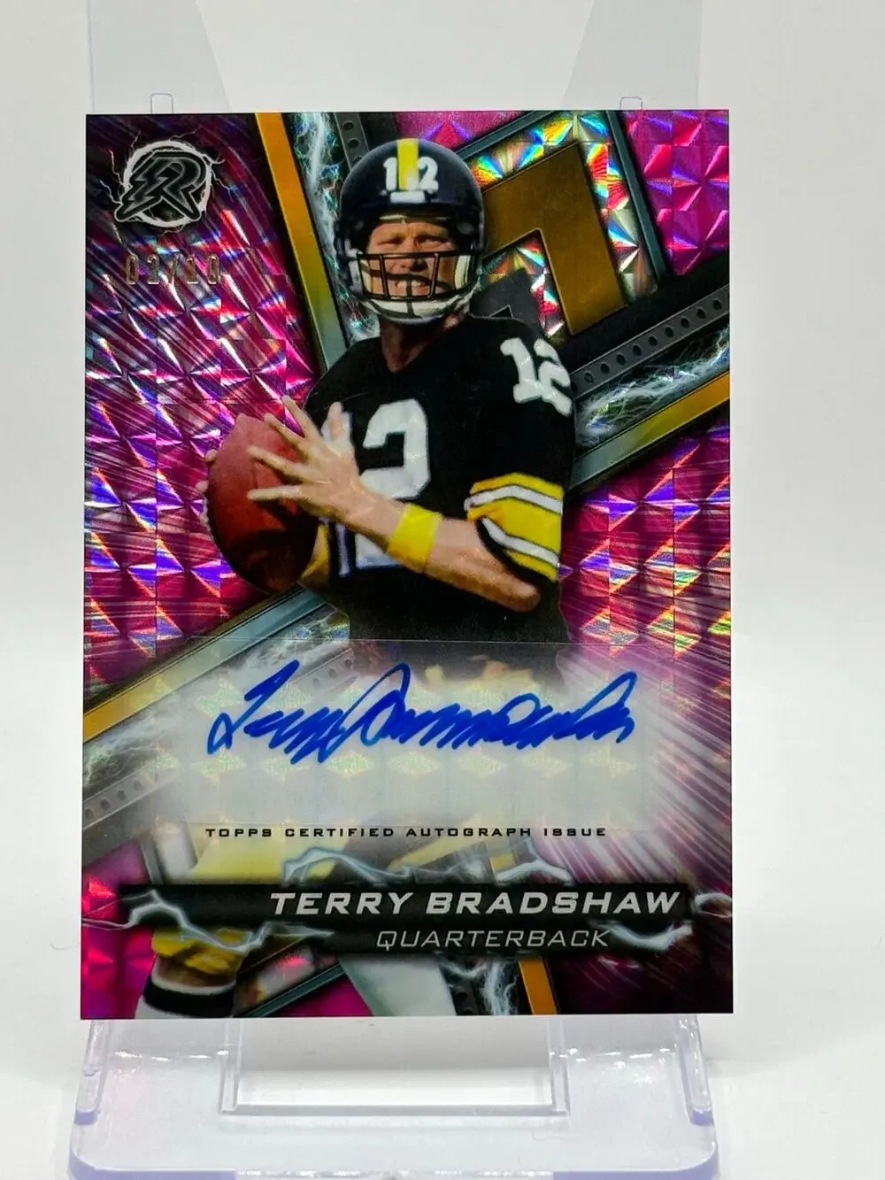 2023 Topps Resurgence Terry Bradshaw Pink Geometric Auto 2/10 SSP Steelers